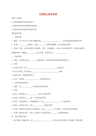 高中生物--基因突变及其他变异导学案无答案新人教版必修2