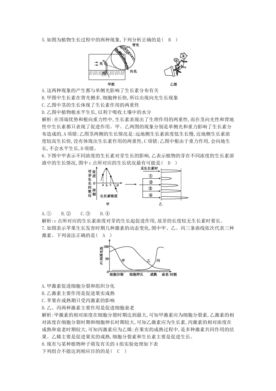 高中生物--植物的激素调节检测试题-新人教版必修3_第2页