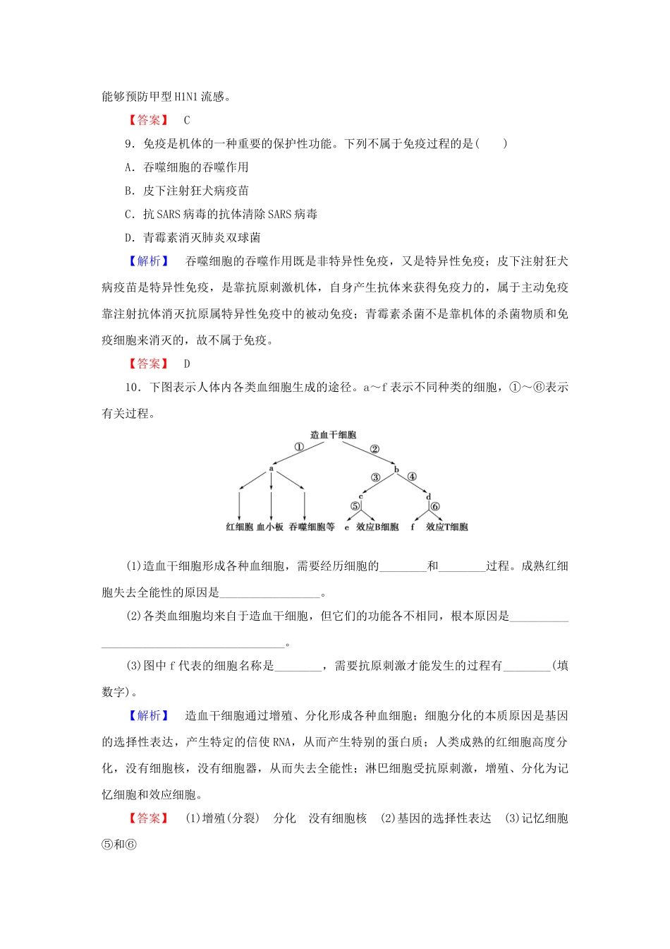 高中生物--生物个体的稳态与调节--人体免疫系统与稳态--人体免疫系统学业分层测评-中图版必修3_第3页
