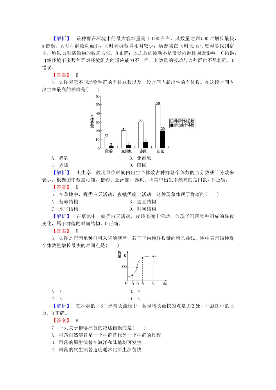高中生物--种群章末综合测评-浙科版必修3_第2页