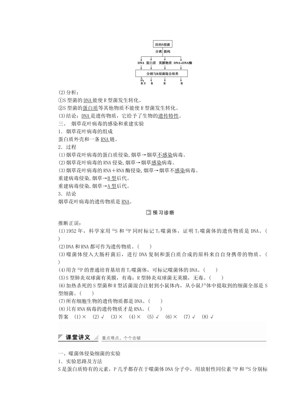 高中生物-第三章-第一节-核酸是遗传物质的证据课时作业-浙科版必修2_第2页