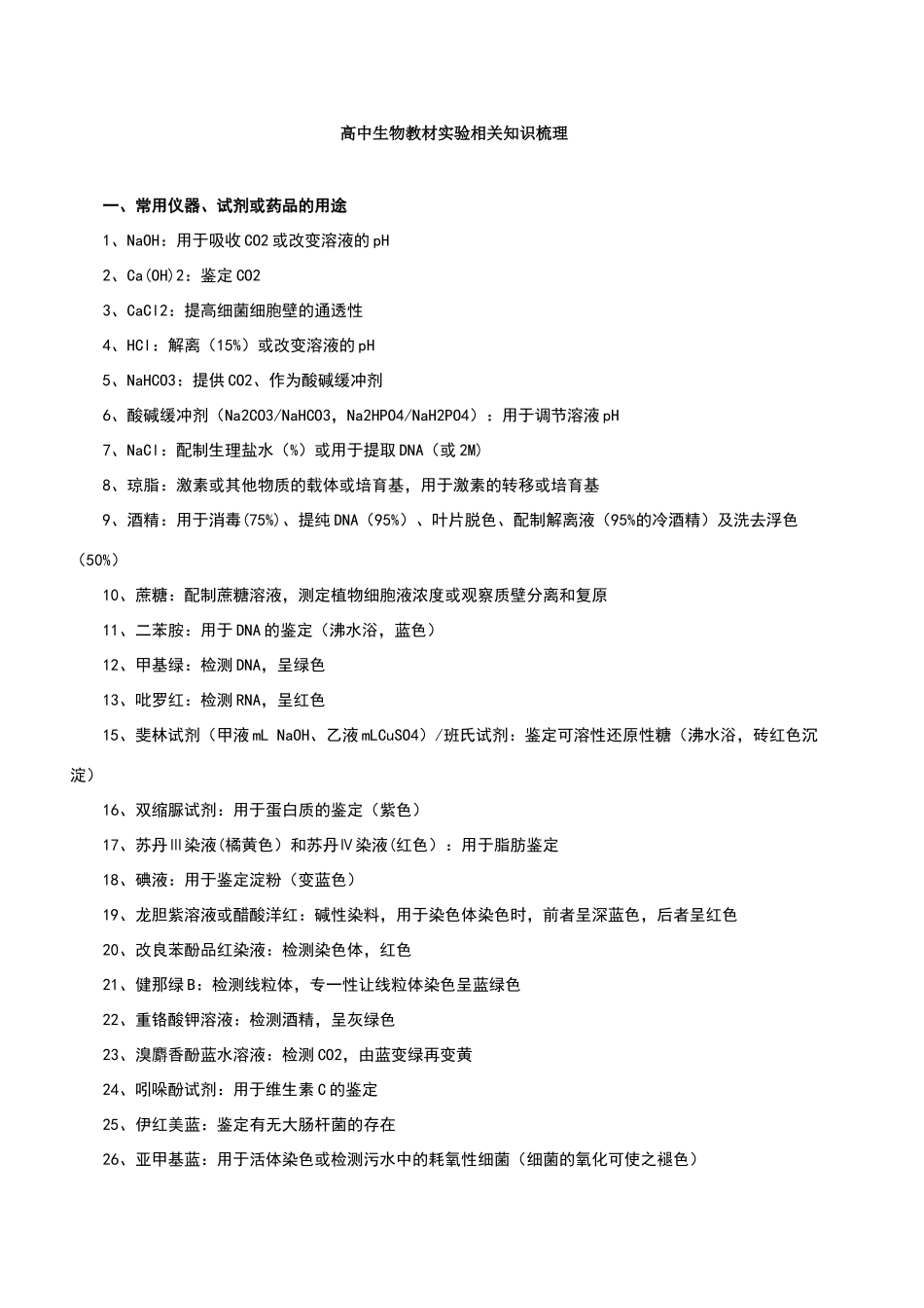 高中生物实验相关知识_第1页