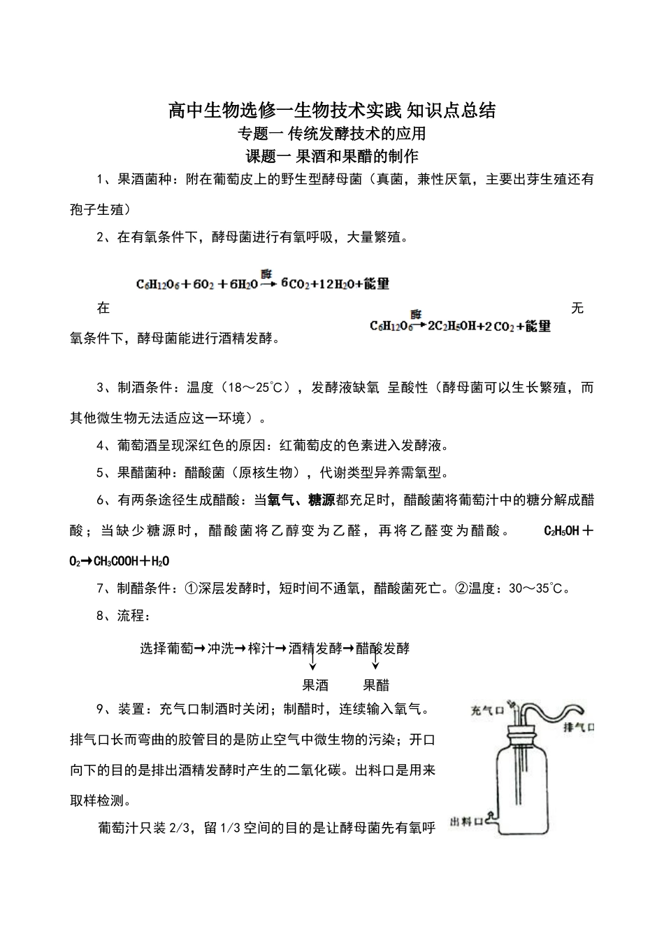 高中生物教材选修一必背汇总_第1页