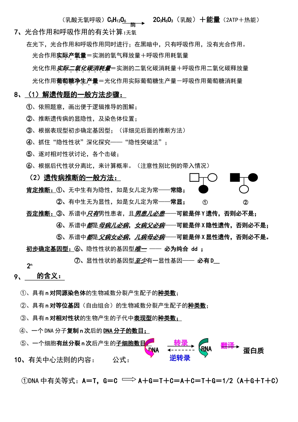 高中生物重要公式_第3页