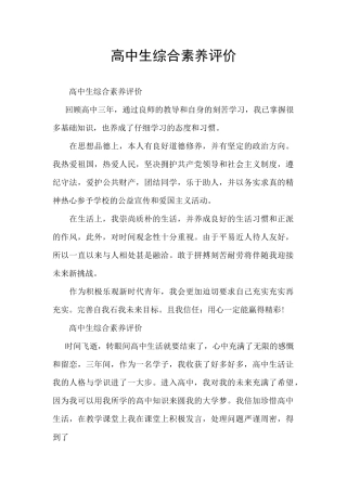 高中生综合素质评价