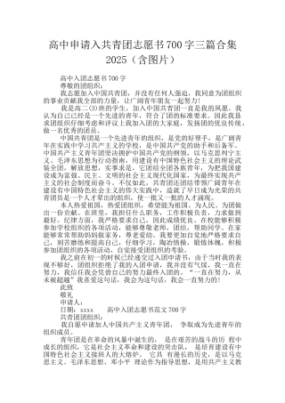 高中申请入共青团志愿书700字三篇合集2025