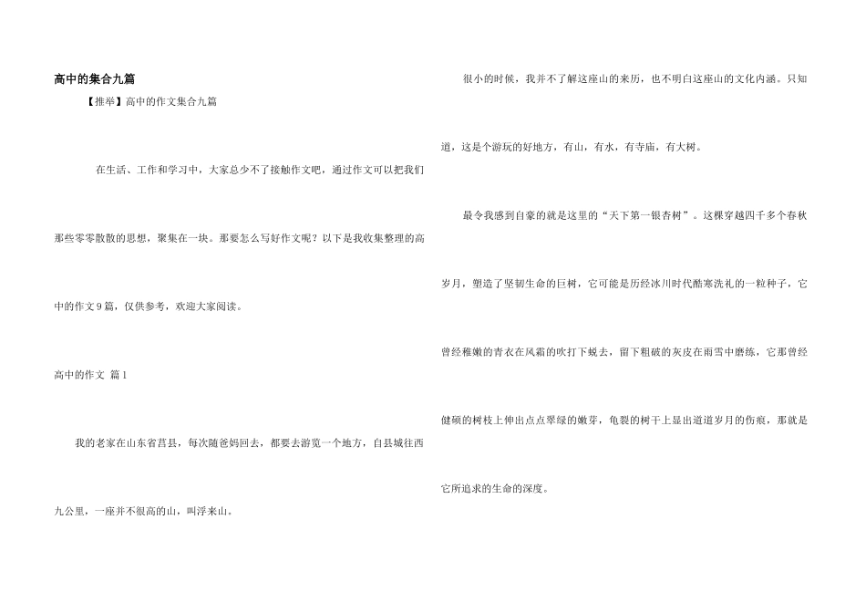 高中的集合九篇_第1页