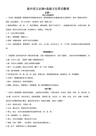 高中语文必修+选修文化常识