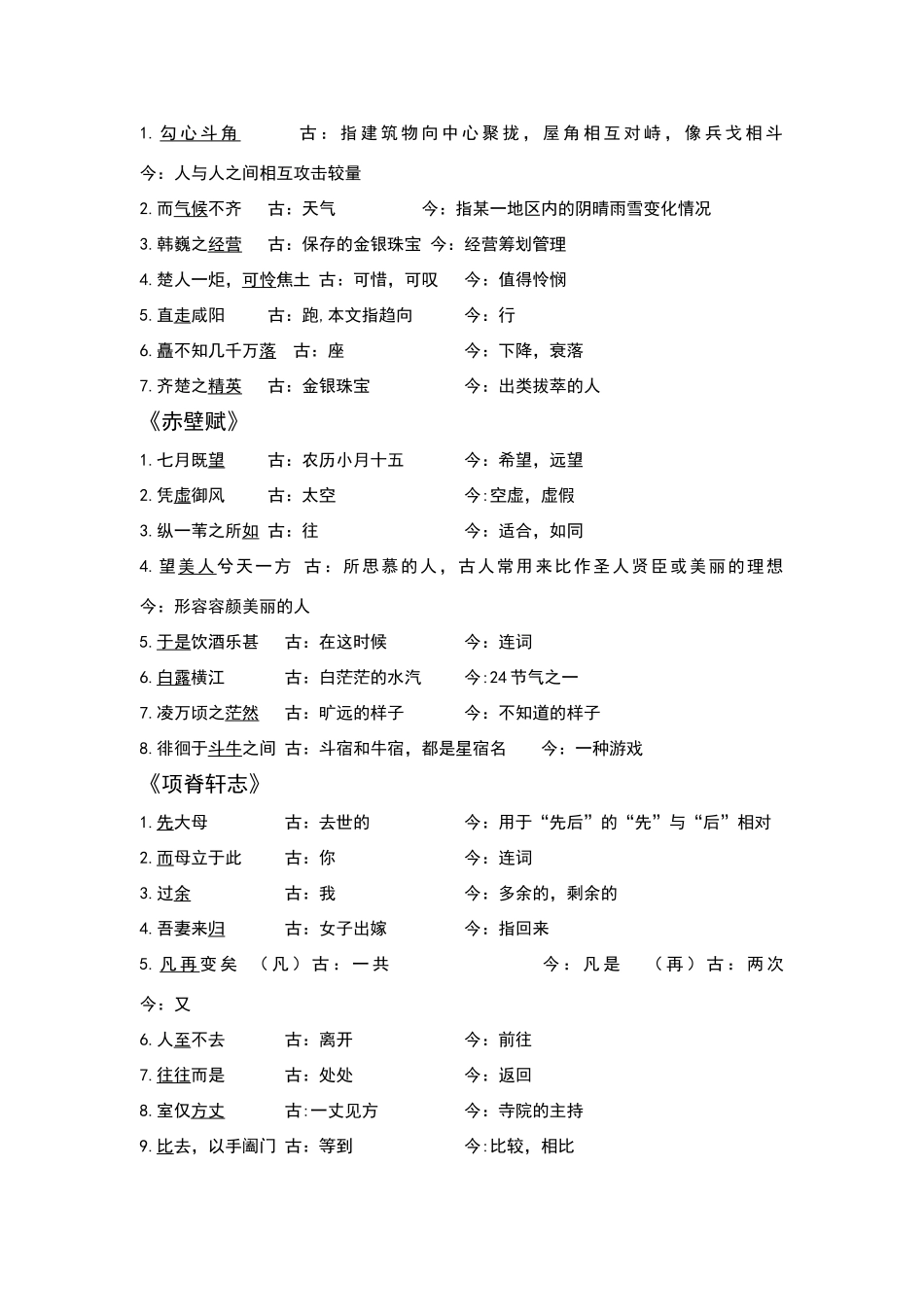 高中语文必修一至五古诗文古今异义_第3页