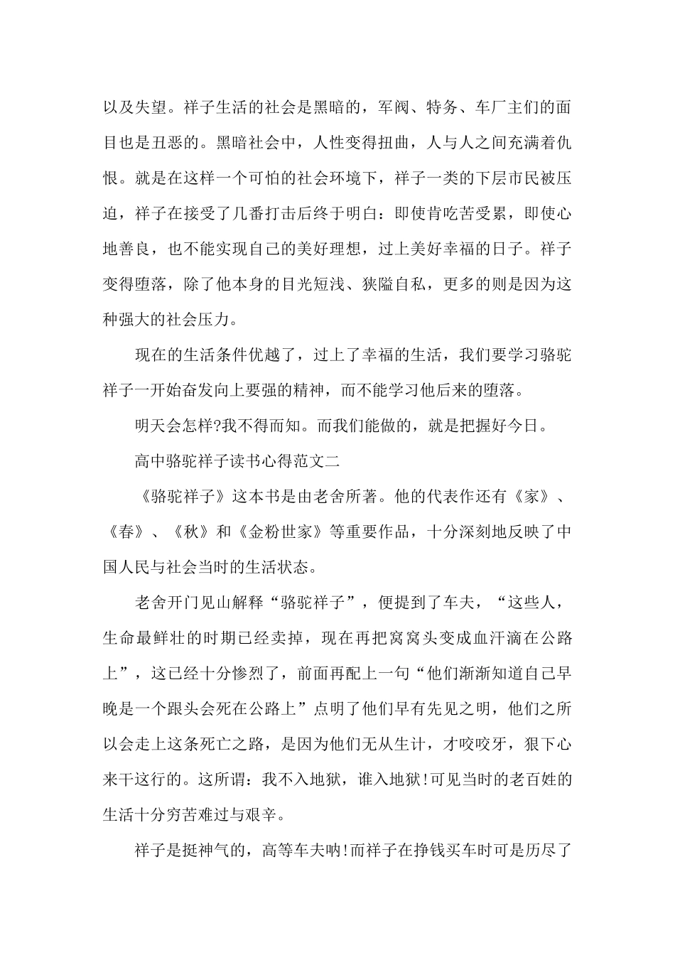 高中骆驼祥子读书心得五篇_第2页