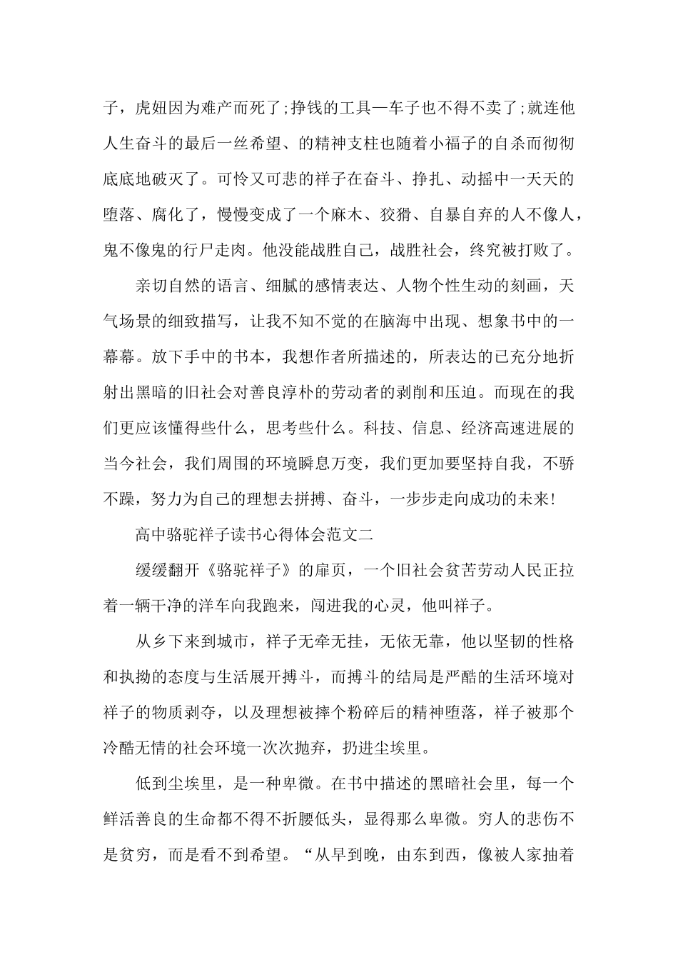 高中骆驼祥子读书心得体会5篇范文_第2页