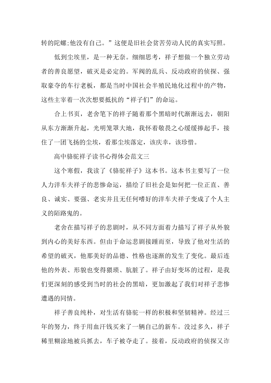 高中骆驼祥子读书心得体会5篇范文_第3页