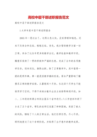 高校中层干部述职报告范文