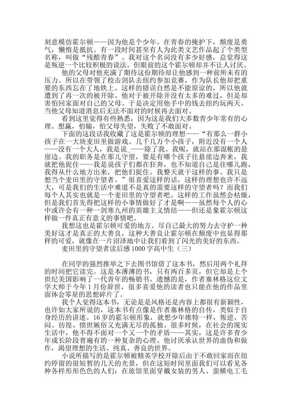 麦田里的守望者读后感1000字高中生_第2页