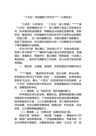 “十五五”规划编制工作作出重要指示（心得体会）