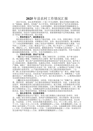 2025年县农村工作情况汇报