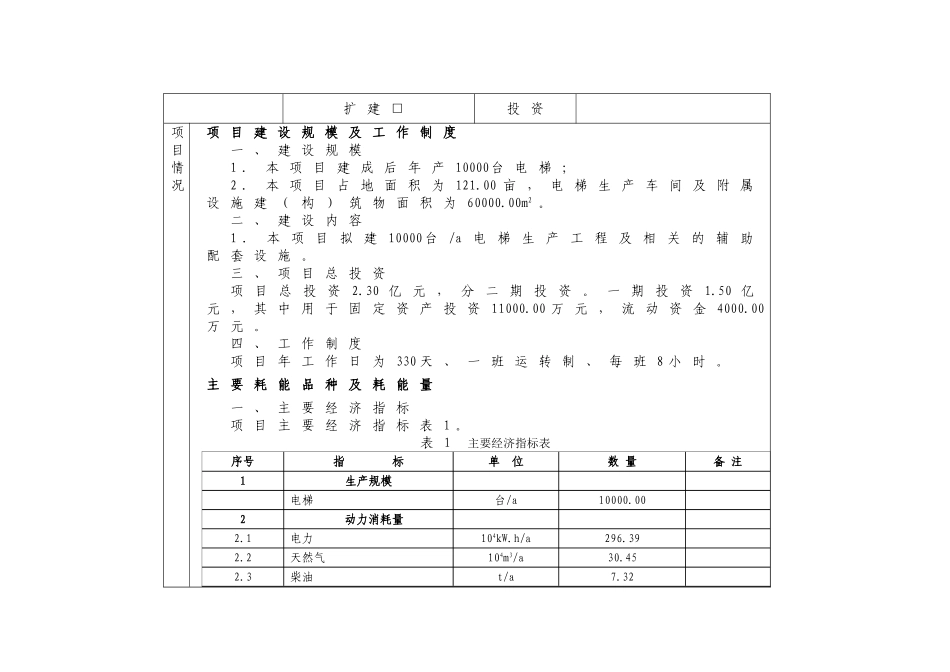 -年产10000台电梯制造项目立项节能分析评价报告表学士学位论文_第3页