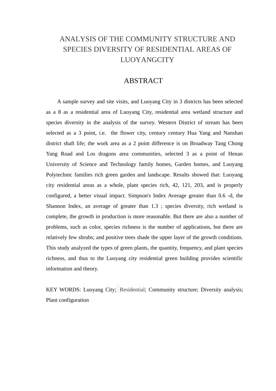 -洛阳市住宅区植物群落结构及物种多样性分析-园林专业学士学位论文_第3页