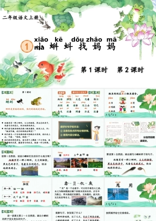 2025秋人教统编版二年级语文上册第一单元1 小蝌蚪找妈妈 课件