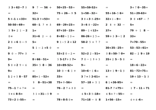 100以内连加连减口算题
