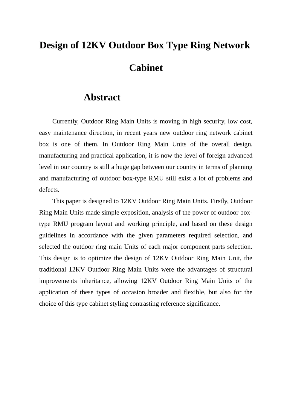 12kv户外箱式环网柜的设计大学论文_第2页