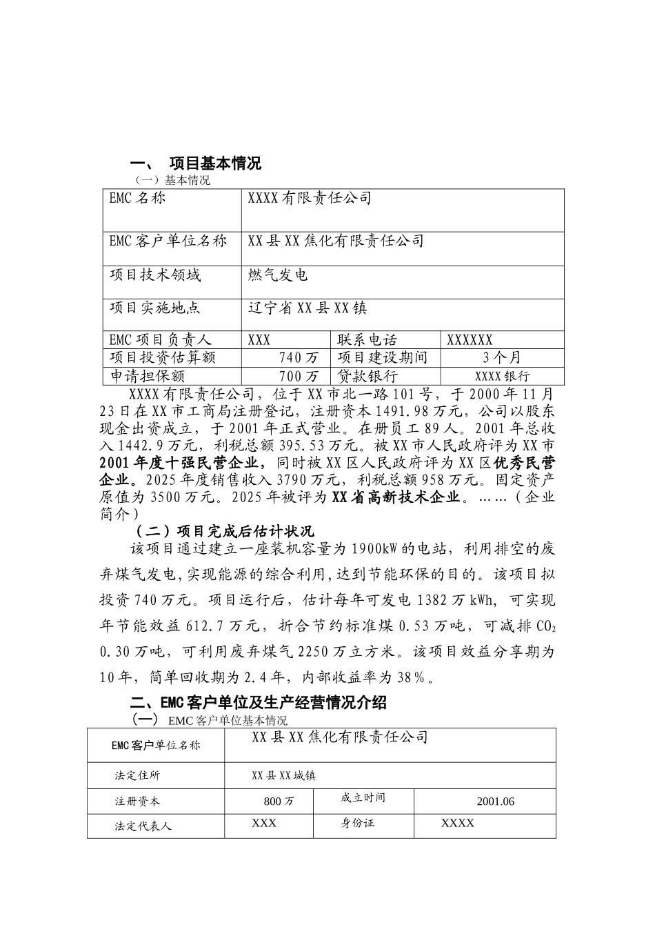 1900kW煤气发电节能项目可行性研究报告_第3页