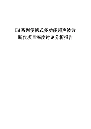2025年BM系列便携式多功能超声波诊断仪项目深度研究分析报告