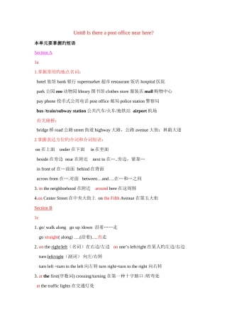 2025年Unit8Isthereapostofficenearhere知识点总结