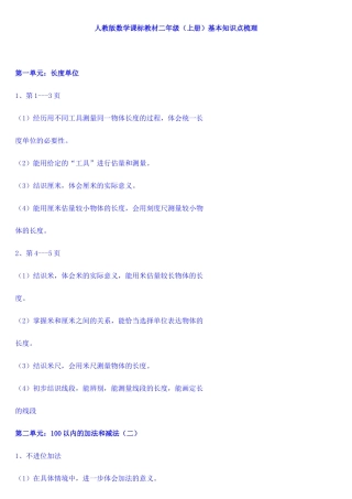 2025年人教版数学课标教材二年级知识点梳理