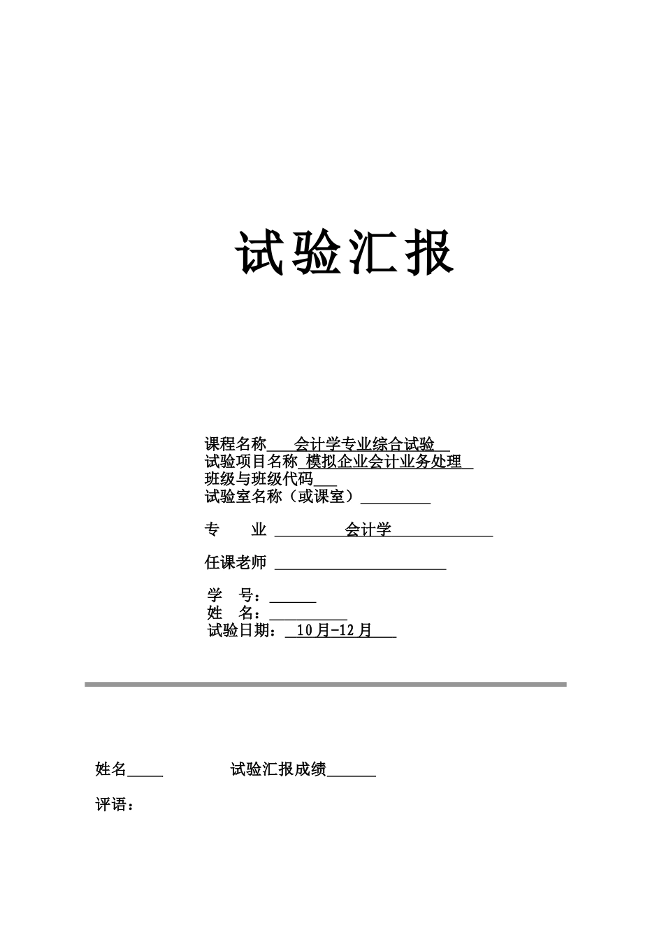 2025年会计综合实验报告百度文库版_第1页