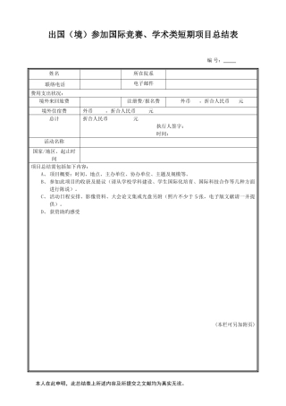 2025年出国境参加国际竞赛学术类短期项目总结表