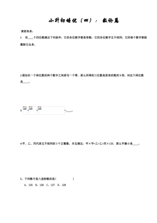 2025年学而思小升初培优四数论篇学生版