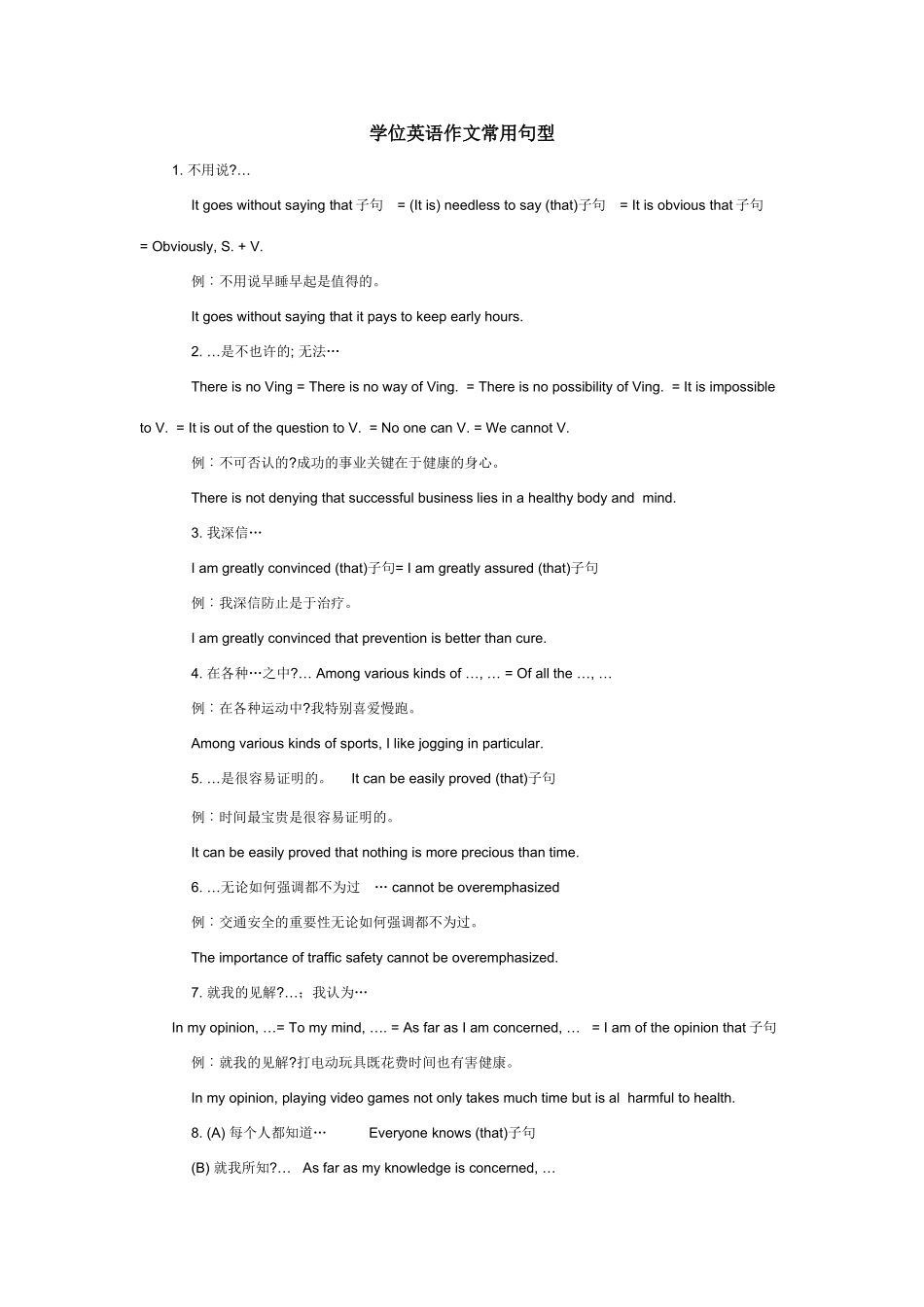 2025年学位英语作文常用句型_第1页