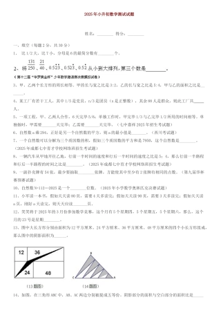 2025年小升初数学有竞赛题含答案