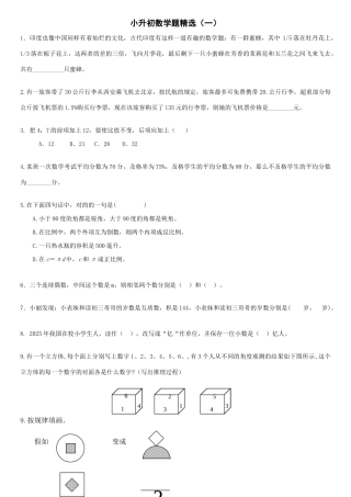 2025年小升初数学题精选