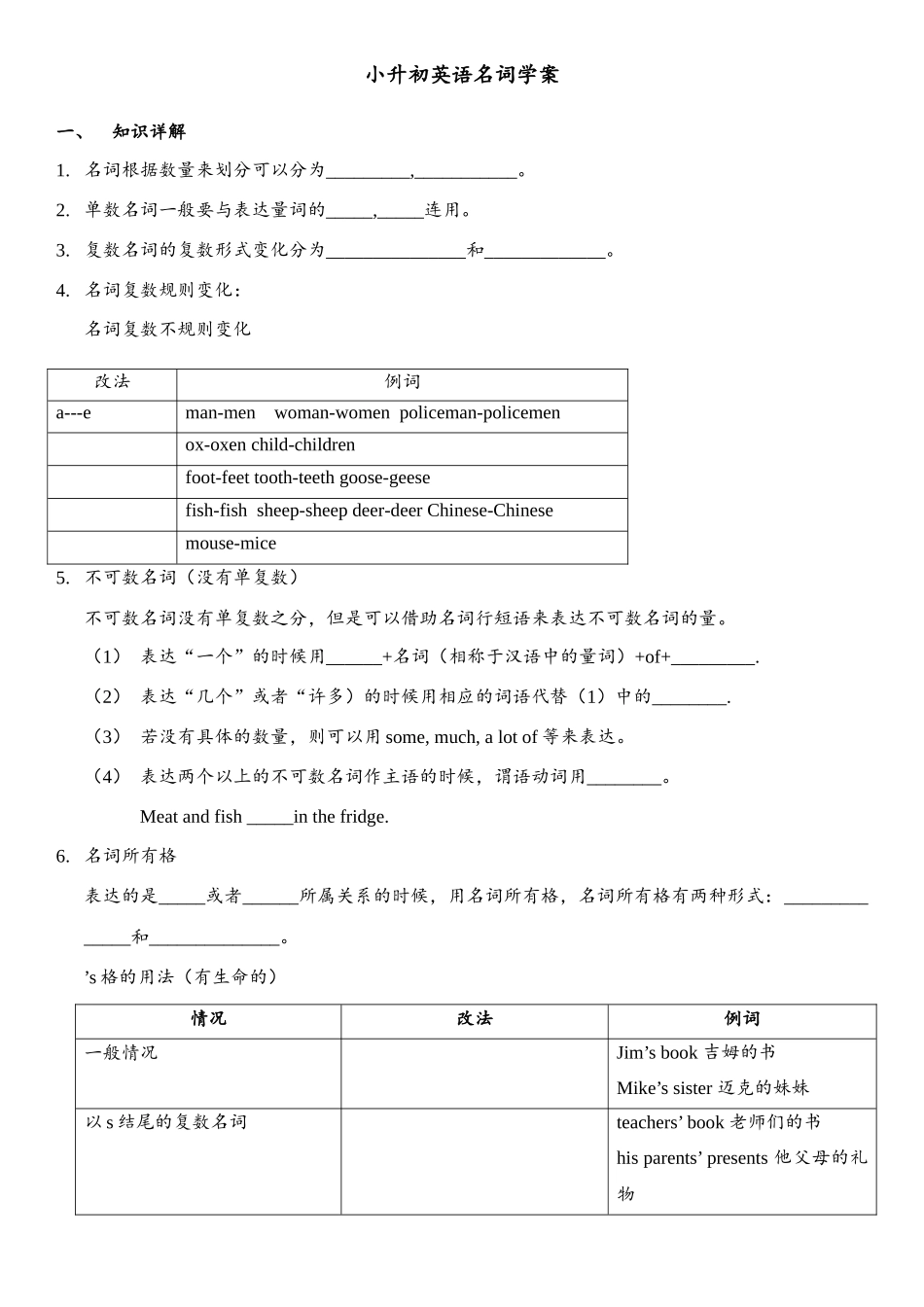 2025年小升初英语名词学案_第1页