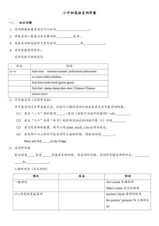 2025年小升初英语名词学案