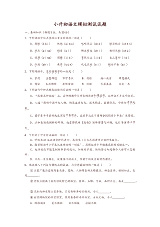 2025年小升初语文模拟测试试题及答案精编