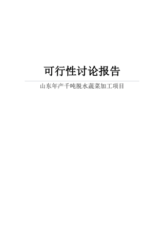 2025年山东年产千吨脱水蔬菜加工项目可行性研究报告