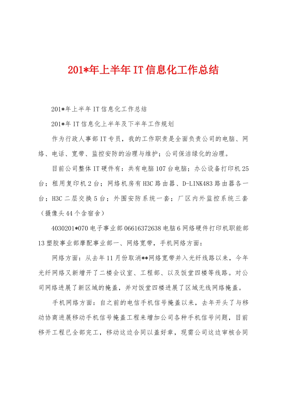 2025年年上半年IT信息化工作总结_第1页