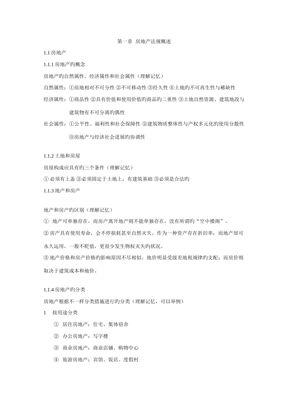 2025年房地产法规考试知识要点_第1页