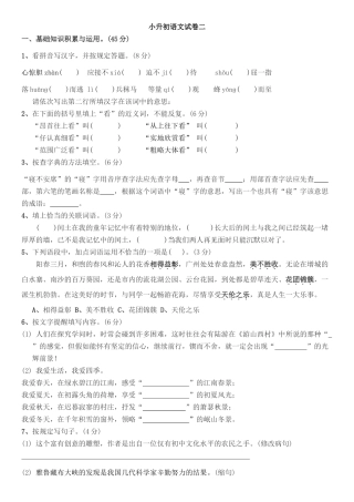 2025年最新版小升初语文试卷及答案