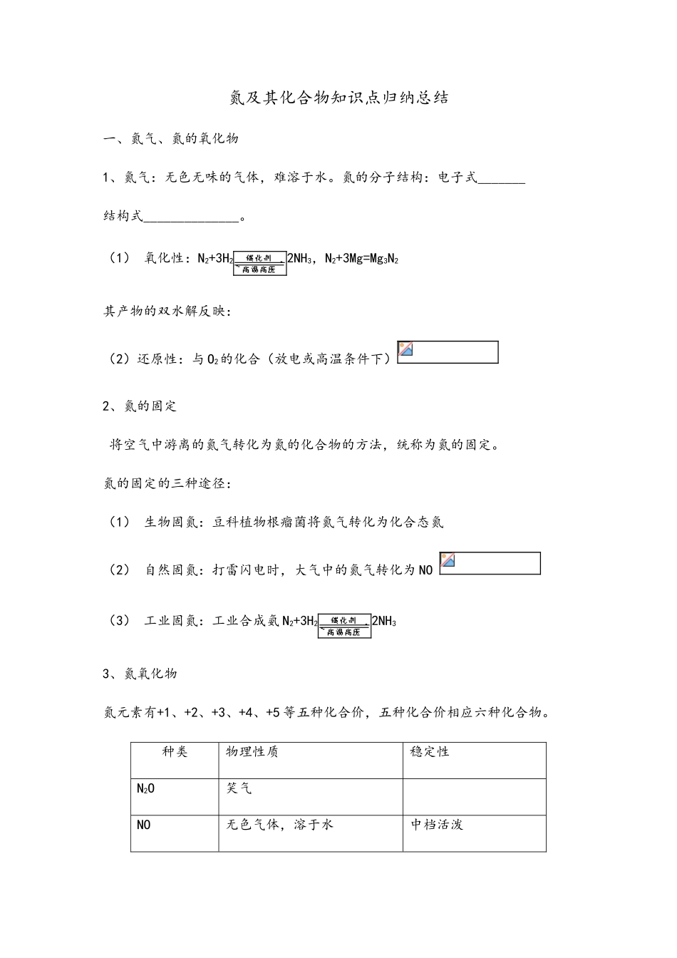 2025年氮及其化合物知识归纳总结_第1页