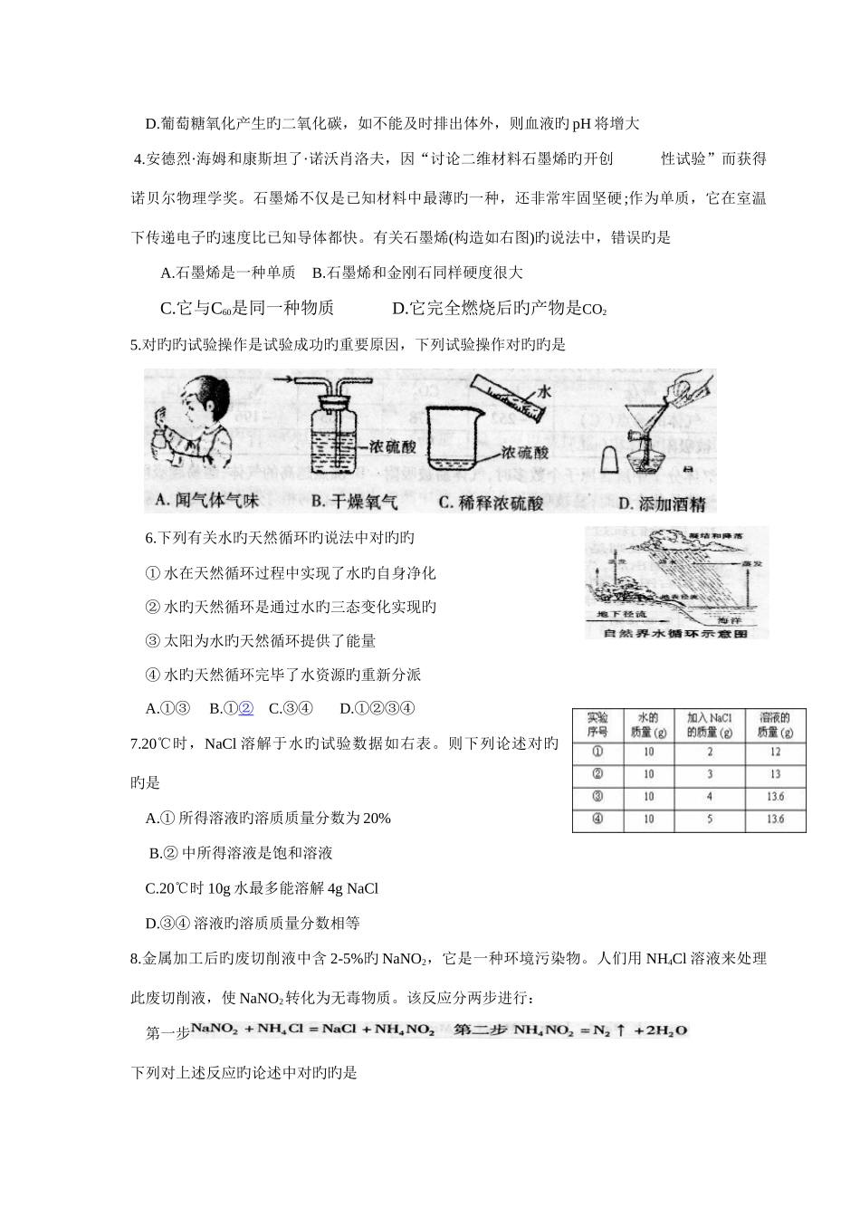 2025年江西省初中学生化学素质和实验能力竞赛初赛试题含答案_第2页