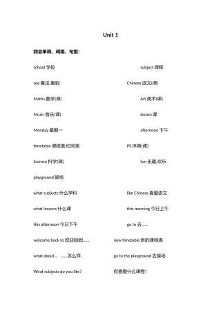 2025年苏教版4下英语知识点汇总