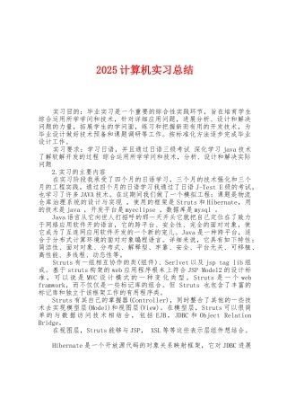 2025年计算机实习总结