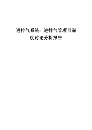 2025年进排气系统：进排气管项目深度研究分析报告