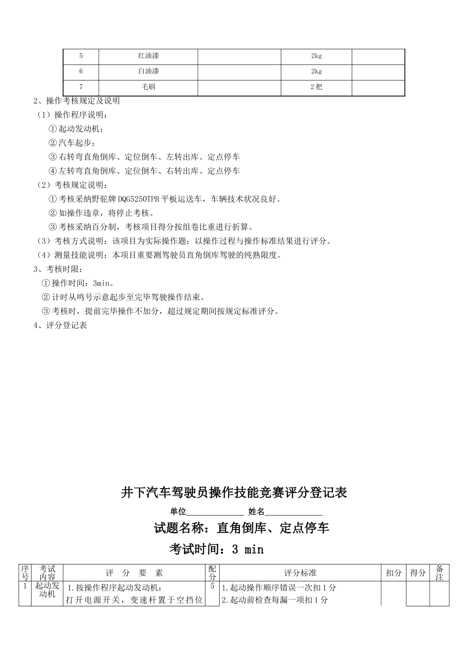 2025年驾驶员技能竞赛实际操作项目及评分标准_第2页
