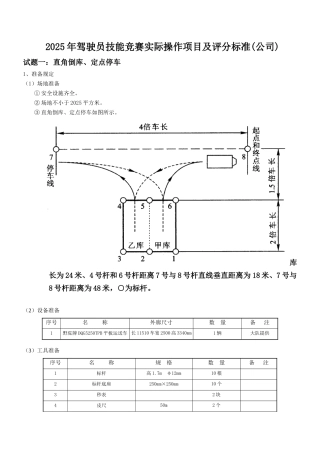 2025年驾驶员技能竞赛实际操作项目及评分标准