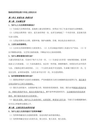 2025年鲁教版思想品德七年级上册知识点归纳